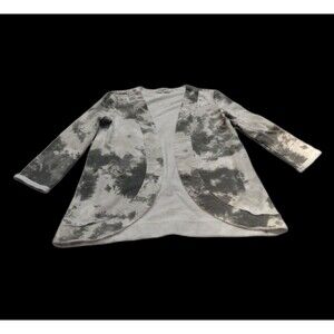 Nommo Woman Jacket Sz S Gray Long Sleeve Lightweight Distressed Trim Tie Dye